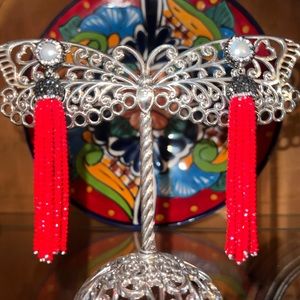 Beaded tassel drop earrings